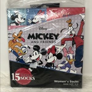Mickey Mouse advent calendar with 15 days of assorted Mickey and friends socks